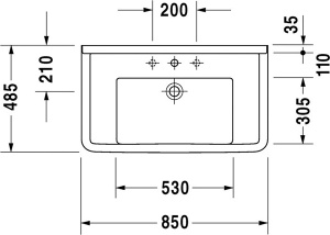 Тумба под умывальник Duravit XBase XB618605252 в комплекте с умывальником Duravit Starck 3