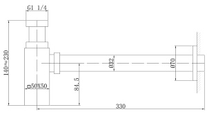Сифон для умывальника Abber Rechteck AF0031G / AF0031RG, золото матовое