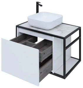 Тумба под умывальник Aquanet Nova Lite Loft 75 / 90 белый, 75, белый глянец