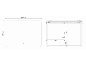 Зеркало Vincea LED VLM-3BE800 / VLM-3BE100 / VLM-3BE120, 80х60