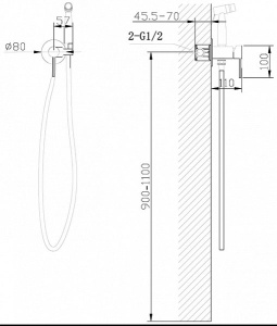 Смеситель встраиваемый Abber Wasser Kreis AF8125G / AF8125RG с гигиеническим душем, золото матовое