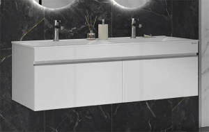 Тумба под умывальник Velvex Pulsus 1400-0-2 белый глянец, 140, белый глянец