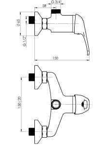 Смеситель для душа Rubineta Standart Prince P-15 Star