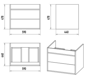 Тумба под умывальник Misty Кедр 60, 60, черный, орех