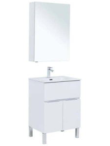 Комплект мебели Aquanet Алвита new 60 / 70 1 ящик 2 двери белый матовый, 60, белый матовый
