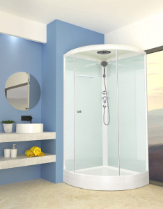 Душевая кабина Domani-Spa Simple 110 белая прозрачная, 100х100, прозрачный