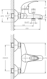 Смеситель для ванны Haiba HB3015