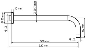 Кронштейн для верхнего душа Wasserkraft A079