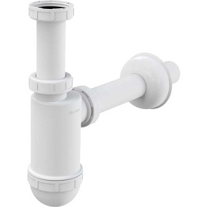 Сифон для умывальника Alcaplast с донным клапаном Roxen P01B (black) с переливом и гофрой, черный