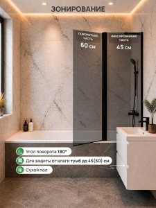 Душевая шторка на ванну Benetto BEN_813_BL_T