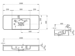 Умывальник Vincea Solid Surface VWB-6S380MW / VWB-6S312MW, 100х40
