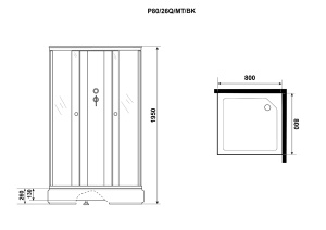 Душевая кабина Niagara Promo P80/26Q/MT/BK, 80х80, матовый