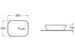 Умывальник Vincea VBS-101MB / VBS-102MB, 46х33