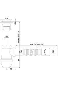 Сифон Ани 1 1/2"*40 с гибкой трубой 40*40х50 С0115 (Россия)