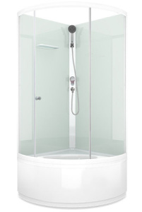 Душевая кабина Domani-Spa Simple 99 Eco high белая без крыши, 90х90, прозрачный