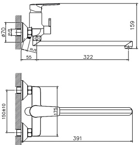 Смеситель для ванны Haiba HB22563