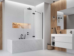 Душевая шторка на ванну Radaway Essenza Black PND II прозрачный