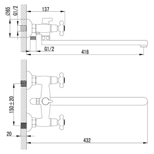 Смеситель для ванны Lemark Standard LM2112C