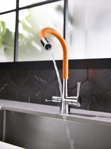 Смеситель для кухонной мойки Lemark Comfort LM3075C-Orange с подключением к системе очистки воды