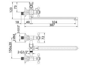 Смеситель для ванны Milardo Duplex DUPSBL2M10