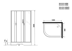 Душевая кабина Niagara Classic NG-3312-14BKG, 120х80, матовый