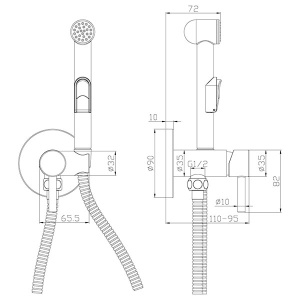 Смеситель встраиваемый Rossinka X25-51 с гигиеническим душем