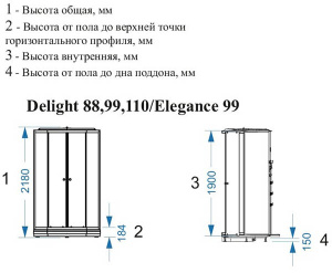 Душевая кабина Domani-Spa Delight 88 / 99 / 100 с гидромассажем черная тонированная, 100х100, тонированный