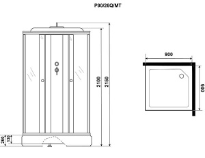 Душевая кабина Niagara Promo P90/26Q/MT / P100/26Q/MT, 100х100, матовый