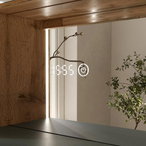 Шкаф-зеркало Equil Gleam LED 80.2D зеленый камень / дуб вотан