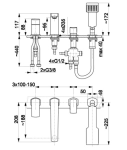 Смеситель на борт ванны Armatura Mokait 5535-210-00