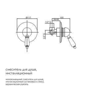 Смеситель встраиваемый Caprigo Adria-uno 02-050-VOT (1 функция)