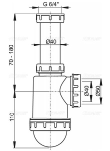 Сифон для мойки Alcaplast A443-DN50/40