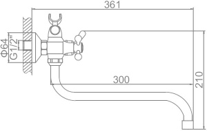 Смеситель для ванны Ledeme L2227