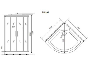 Душевая кабина Timo Standart T-6601 / T-6609 Silver Fabric, 100х100, матовый
