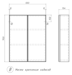 Шкаф-зеркало Vigo Grand 550 / 600, 55х70, белый