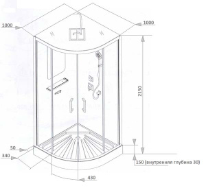 Душевая кабина Cerutti Viva 91B / 101B, 100х100, прозрачный