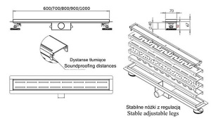 Душевой трап Rea Wave 60 / 70 / 80 / 90 / 100, 60 см