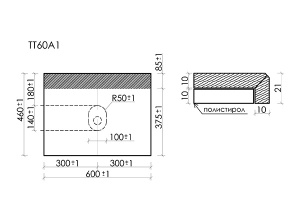 Столешница Sancos Kreman TT60A2 / TT70A2 / TT80A2 / TT90A2 / TT100A2 / TT120A