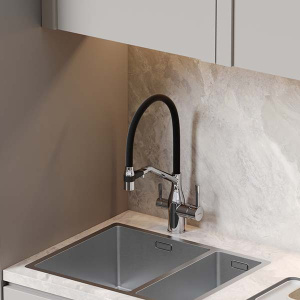 Смеситель для кухонной мойки Sancos Orta SC4008CH / SC4008BN с подключением к фильтру воды, хром, черный