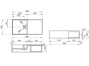 Умывальник Vincea Solid Surface VWB-6S180MW / VWB-6S112MW, 80х40