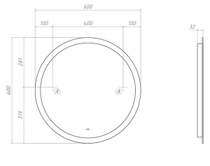 Зеркало Vigo Otti Comfort 600 / 700 / 800 / 1000, 60х60