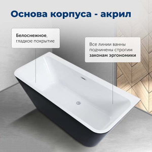 Акриловая ванна Aquanet Family Perfect черный матовый, 170х75, черный матовый, белый матовый