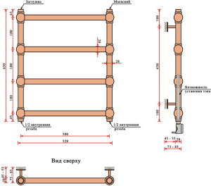 Полотенцесушитель Fincopper FCR черный, 117х50 7 перекладин 1, 2 дюйма