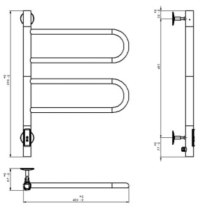 Полотенцесушитель Vincea VTD-1R1CBE / VTD-1R1CGE электрический, 42х59, графит