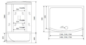 Душевая кабина Timo Standart T-6650 B / T-6670 B, 150х88, прозрачный