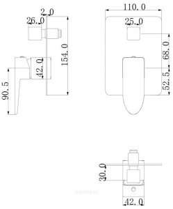 Смеситель встраиваемый Omnires Siena SN7335CR (2 функции)