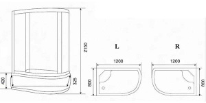 Душевая кабина Parly EC1221, 120х80, тонированный
