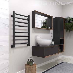 Полотенцесушитель Stinox Sorento нижнее подключение черный матовый, 50х80 8 перекладин 1, 2 дюйма