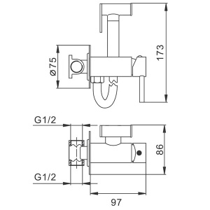Смеситель встраиваемый Frap F7505-3 с гигиеническим душем