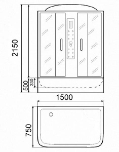 Душевая кабина Parly СNЕ150 / СNЕ170, 150х75, тонированный